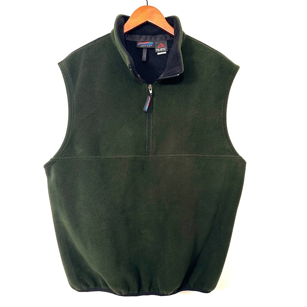 VTG 90s Polartec Fleece Vest XL Forest Green Cycling Gorpcore Utility Layers